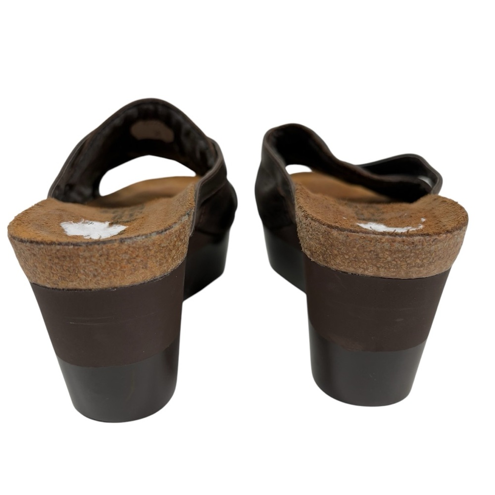 NAOT 38 Womens Slip On Platform Sandals Shoes Open Toe Brown Leather New - Picture 8 of 8
